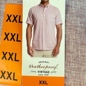 New Weatherproof Vintage Men’s Linen Blend Shirt Size XXL Red Coastal Casual